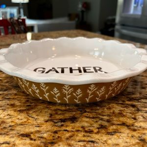 Threshold, “GATHER, Stoneware, Pie Dish for Autumn or Thanksgiving